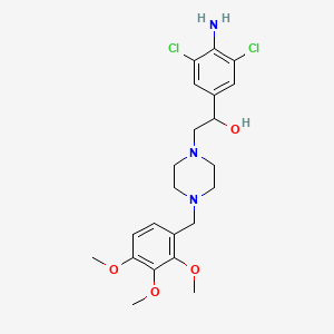molecular formula C22H29Cl2N3O4 B1683403 1-Piperazineethanol, alpha-(4-amino-3,5-dichlorophenyl)-4-((2,3,4-trimethoxyphenyl)methyl)- CAS No. 104672-11-9