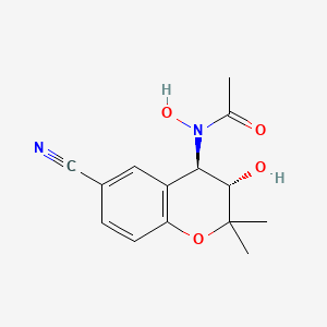 molecular formula C14H16N2O4 B1683443 N-[(3S,4R)-6-氰基-3,4-二氢-3-羟基-2,2-二甲基-2H-1-苯并吡喃-4-YL]-N-羟基乙酰胺 CAS No. 127408-31-5