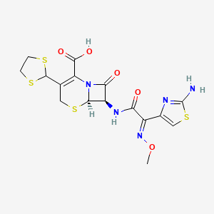 B1683450 7beta-(2-(2-Amino-4-thiazolyl)-2-methoxyiminoacetamido)-3-(1,3-dithiolan-2-yl)-3-cephem-4-carboxylic acid CAS No. 105980-35-6