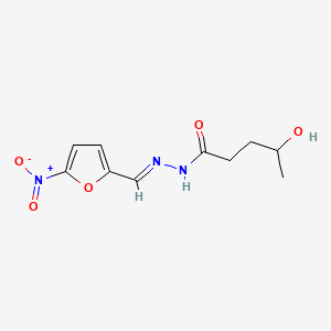 molecular formula C10H13N3O5 B1683470 Valeric acid, 4-hydroxy-, (5-nitrofurfurylidene)hydrazide CAS No. 90872-42-7