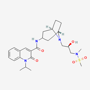 B1683485 N-[8-[(2R)-2-hydroxy-3-[methyl(methylsulfonyl)amino]propyl]-8-azabicyclo[3.2.1]octan-3-yl]-2-oxo-1-propan-2-ylquinoline-3-carboxamide CAS No. 866933-46-2