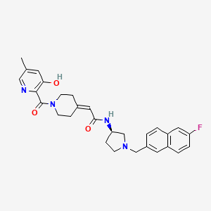 B1683499 N-[(3R)-1-[(6-fluoronaphthalen-2-yl)methyl]pyrrolidin-3-yl]-2-[1-(3-hydroxy-5-methylpyridine-2-carbonyl)piperidin-4-ylidene]acetamide CAS No. 887647-69-0