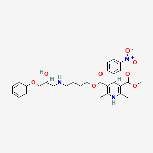 B1683500 4((S)-2-Hydroxy-3-phenoxypropylamino)butylmethyl-2,6-dimethyl-((S)-4-(m-nitrophenyl))-1,4-dihydropyridine-3,5-dicarboxylic acid CAS No. 153192-22-4