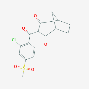 molecular formula C16H15ClO5S B168353 Bicyclo[3.2.1]octane-2,4-dione, 3-[2-chloro-4-(methylsulfonyl)benzoyl]- CAS No. 126656-88-0