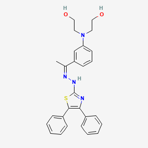 molecular formula C27H28N4O2S B1683537 2(3H)-Thiazolone, 4,5-diphenyl-, (1-(3-(bis(2-hydroxyethyl)amino)phenyl)ethylidene)hydrazone CAS No. 61930-46-9