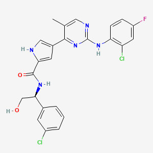 molecular formula C24H20Cl2FN5O2 B1683579 4-{2-[(2-氯-4-氟苯基)氨基]-5-甲基嘧啶-4-基}-N-[(1s)-1-(3-氯苯基)-2-羟乙基]-1h-吡咯-2-甲酰胺 CAS No. 896720-20-0