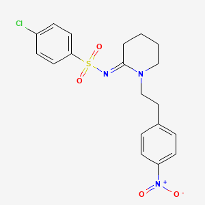 B1683582 (NZ)-4-chloro-N-[1-[2-(4-nitrophenyl)ethyl]piperidin-2-ylidene]benzenesulfonamide CAS No. 93101-02-1