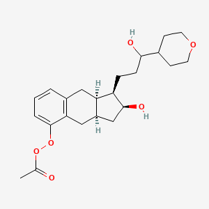 B1683707 [(1R,2S,3aR,9aR)-2-hydroxy-1-[3-hydroxy-3-(oxan-4-yl)propyl]-2,3,3a,4,9,9a-hexahydro-1H-cyclopenta[g]naphthalen-5-yl] ethaneperoxoate CAS No. 101691-66-1