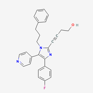 molecular formula C27H24FN3O B1683780 4-[4-(4-氟苯基)-1-(3-苯基丙基)-5-(4-吡啶基)-1H-咪唑-2-基]-3-丁炔-1-醇 CAS No. 215303-72-3