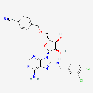 molecular formula C25H23Cl2N7O4 B1683810 5'-O-[(4-氰基苯基)甲基]-8-[[(3,4-二氯苯基)甲基]氨基]-腺苷 CAS No. 1134156-31-2