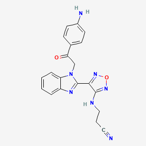molecular formula C20H17N7O2 B1683846 3-[(4-{1-[2-(4-氨基苯基)-2-氧代乙基]-1h-苯并咪唑-2-基}-1,2,5-恶二唑-3-基)氨基]丙腈 CAS No. 798577-91-0