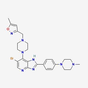 molecular formula C26H31BrN8O B1683879 6-溴-7-{4-[(5-甲基异恶唑-3-基)甲基]哌嗪-1-基}-2-[4-(4-甲基哌嗪-1-基)苯基]-1h-咪唑并[4,5-B]吡啶 CAS No. 1095382-05-0