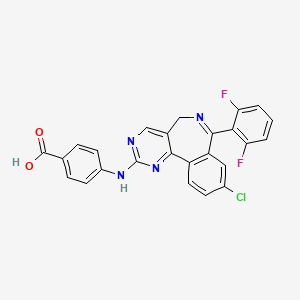 B1683884 4-[[9-Chloro-7-(2,6-difluorophenyl)-5H-pyrimido[5,4-d][2]benzazepin-2-yl]amino]benzoic acid CAS No. 869363-13-3