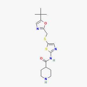 B1683952 N-(5-(((5-(1,1-Dimethylethyl)-2-oxazolyl)methyl)thio)-2-thiazolyl)-4-piperidinecarboxamide CAS No. 345627-80-7