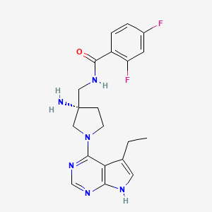 molecular formula C20H22F2N6O B1683966 N-{[(3s)-3-氨基-1-(5-乙基-7h-吡咯并[2,3-D]嘧啶-4-基)吡咯烷-3-基]甲基}-2,4-二氟苯甲酰胺 CAS No. 1004990-28-6