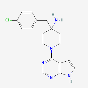 molecular formula C18H20ClN5 B1683974 4-(4-chlorobenzyl)-1-(7H-pyrrolo[2,3-d]pyrimidin-4-yl)piperidin-4-amine CAS No. 885499-61-6