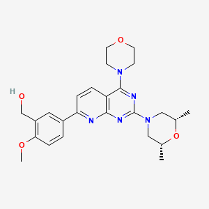 molecular formula C25H31N5O4 B1683987 (5-(2-((2R,6S)-2,6-二甲基吗啡啉)-4-吗啡啉吡啶并[2,3-d]嘧啶-7-基)-2-甲氧基苯基)甲醇 CAS No. 938440-64-3