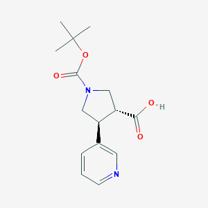 molecular formula C15H20N2O4 B168399 (3R,4S)-1-(tert-Butoxycarbonyl)-4-(pyridin-3-yl)pyrrolidine-3-carboxylic acid CAS No. 1212132-10-9