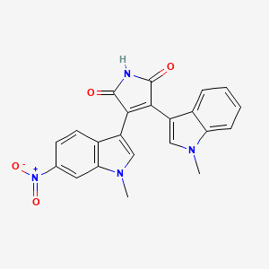 molecular formula C22H16N4O4 B1683996 1H-吡咯-2,5-二酮，3-(1-甲基-1h-吲哚-3-基)-4-(1-甲基-6-硝基-1h-吲哚-3-基)- CAS No. 125313-92-0