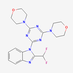 molecular formula C19H21F2N7O2 B1684013 4,4'-(6-(2-(Difluoromethyl)-1H-benzo[d]imidazol-1-yl)-1,3,5-triazine-2,4-diyl)dimorpholine CAS No. 475110-96-4