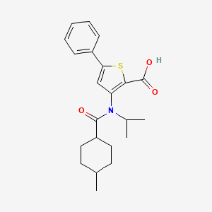 molecular formula C22H27NO3S B1684073 3-{isopropyl[(Trans-4-Methylcyclohexyl)carbonyl]amino}-5-Phenylthiophene-2-Carboxylic Acid CAS No. 478025-29-5