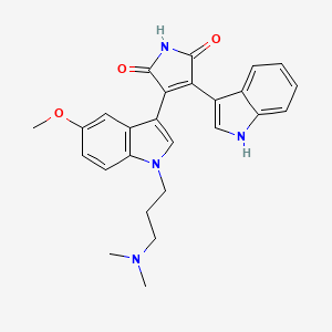 molecular formula C26H26N4O3 B1684112 3-[1-[3-(Dimethylamino)propyl]-5-methoxy-1H-indol-3-yl]-4-(1H-indol-3-yl)-1H-pyrrole-2,5-dione CAS No. 133053-19-7