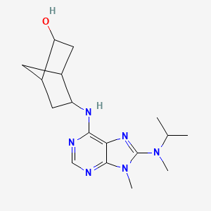 B1684166 5-[[9-Methyl-8-[methyl(propan-2-yl)amino]purin-6-yl]amino]bicyclo[2.2.1]heptan-2-ol CAS No. 501667-77-2