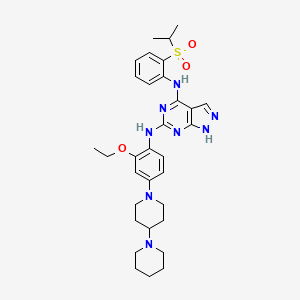 molecular formula C32H42N8O3S B1684187 N6-(4-[1,4'-Bipiperidin]-1'-yl-2-ethoxyphenyl)-N4-[2-[(1-methylethyl)sulfonyl]phenyl]-1H-pyrazolo[3,4-d]pyrimidine-4,6-diamine CAS No. 1125594-27-5
