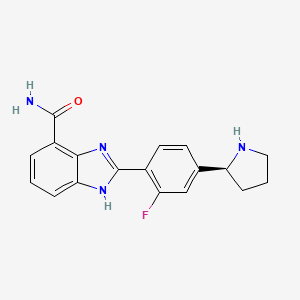 molecular formula C18H17FN4O B1684199 2-[2-氟-4-[(2S)-2-吡咯烷基]苯基]-1H-苯并咪唑-7-甲酰胺 CAS No. 934162-61-5