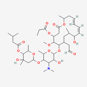 B1684265 [6-[4-(dimethylamino)-5-hydroxy-6-[[(11Z,13E)-10-hydroxy-5-methoxy-9,16-dimethyl-2-oxo-7-(2-oxoethyl)-4-propanoyloxy-1-oxacyclohexadeca-11,13-dien-6-yl]oxy]-2-methyloxan-3-yl]oxy-4-hydroxy-2,4-dimethyloxan-3-yl] 3-methylbutanoate CAS No. 40615-47-2