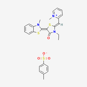 molecular formula C27H27N3O4S3 B1684266 (2Z,5E)-3-ethyl-5-(3-methyl-1,3-benzothiazol-2-ylidene)-2-[(1-methylpyridin-1-ium-2-yl)methylidene]-1,3-thiazolidin-4-one;4-methylbenzenesulfonate CAS No. 1427450-47-2