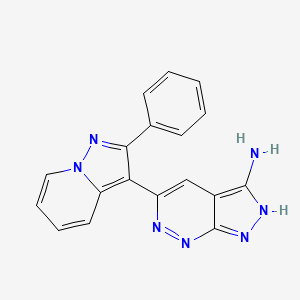 molecular formula C18H13N7 B1684323 5-(2-Phenylpyrazolo[1,5-A]pyridin-3-YL)-1H-pyrazolo[3,4-C]pyridazin-3-amine CAS No. 865362-74-9