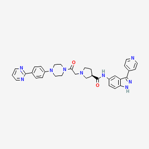 (R)-1-(2-oxo-2-(4-(4-(pyrimidin-2-yl)phenyl)piperazin-1-yl)ethyl)-N-(3-(pyridin-4-yl)-1H-indazol-5-yl)pyrrolidine-3-carboxamide