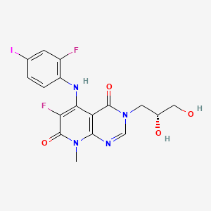 molecular formula C17H15F2IN4O4 B1684333 (R)-3-(2,3-dihydroxypropyl)-6-fluoro-5-(2-fluoro-4-iodophenylamino)-8-methylpyrido[2,3-d]pyrimidine-4,7(3H,8H)-dione CAS No. 1035555-63-5
