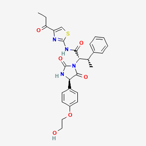 B1684347 (2S,3S)-2-{(4R)-4-[4-(2-hydroxyethoxy)phenyl]-2,5-dioxoimidazolidin-1-yl}-3-phenyl-N-(4-propionyl-1,3-thiazol-2-yl)butanamide CAS No. 876755-27-0