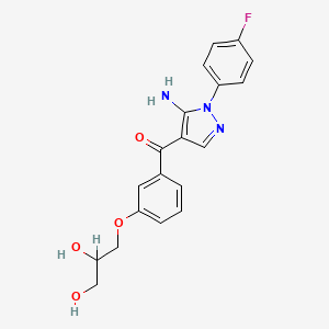 B1684353 (5-Amino-1-(4-fluoro-phenyl)-1H-pyrazol-4-yl)-(3-(2,3-dihydroxy-propoxy)-phenyl)-methanone CAS No. 249937-52-8