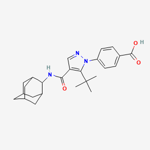 molecular formula C25H31N3O3 B1684384 4-[4-(2-Adamantylcarbamoyl)-5-Tert-Butyl-Pyrazol-1-Yl]benzoic Acid CAS No. 1048668-70-7