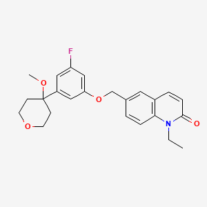 1-Ethyl-6-((3-fluoro-5-(4-methoxy-3,4,5,6-tetrahydro-2H-pyran-4-yl)phenoxy)methyl)-2-quinolone