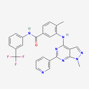 molecular formula C26H20F3N7O B1684431 4-methyl-3-(1-methyl-6-(pyridin-3-yl)-1H-pyrazolo[3,4-d]pyrimidin-4-ylamino)-N-(3-(trifluoromethyl)phenyl)benzamide CAS No. 940310-85-0