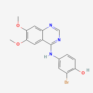 molecular formula C16H14BrN3O3 B1684522 2-溴-4-[(6,7-二甲氧基喹唑啉-4-基)氨基]苯酚 CAS No. 211555-04-3