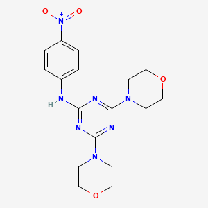 molecular formula C17H21N7O4 B1684595 4,6-二吗啉代-N-(4-硝基苯基)-1,3,5-三嗪-2-胺 CAS No. 326914-06-1