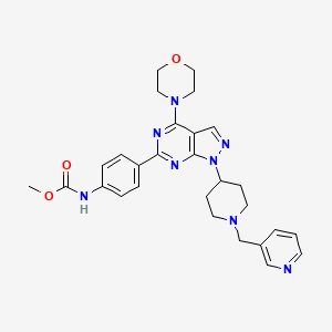 molecular formula C28H32N8O3 B1684598 methyl (4-(4-morpholino-1-(1-(pyridin-3-ylmethyl)piperidin-4-yl)-1H-pyrazolo[3,4-d]pyrimidin-6-yl)phenyl)carbamate CAS No. 1062161-90-3