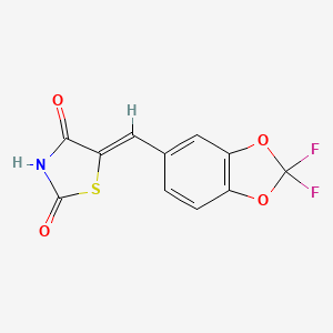 molecular formula C11H5F2NO4S B1684600 (5E)-5-[(2,2-Difluoro-1,3-benzodioxol-5-YL)methylene]-1,3-thiazolidine-2,4-dione CAS No. 648449-76-7