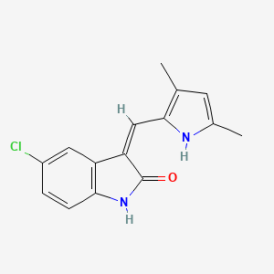 molecular formula C15H13ClN2O B1684612 (Z)-5-Chloro-3-((3,5-dimethyl-1H-pyrrol-2-yl)methylene)indolin-2-one CAS No. 1055412-47-9