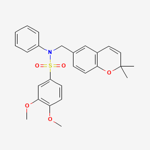 molecular formula C26H27NO5S B1684618 3,4-dimethoxy-N-((2,2-dimethyl-2H-chromen-6-yl)methyl)-N-phenylbenzenesulfonamide CAS No. 927823-01-6