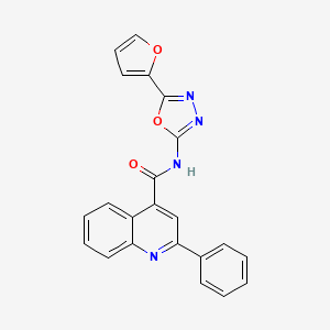 molecular formula C22H14N4O3 B1684622 N-(5-(furan-2-yl)-1,3,4-oxadiazol-2-yl)-2-phenylquinoline-4-carboxamide CAS No. 851095-32-4