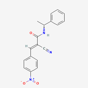 molecular formula C18H15N3O3 B1684629 (E)-2-cyano-3-(4-nitrophenyl)-N-[(1R)-1-phenylethyl]prop-2-enamide CAS No. 857064-42-7