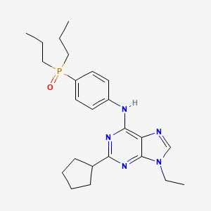 molecular formula C24H34N5OP B1684637 (4-((2-cyclopentyl-9-ethyl-9H-purin-6-yl)amino)phenyl)dipropylphosphine oxide CAS No. 878654-51-4