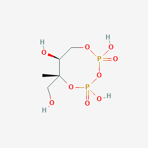 molecular formula C5H12O9P2 B168740 (6R,7S)-2,4,7-Trihydroxy-6-(hydroxymethyl)-6-methyl-1,3,5,2lambda~5~,4lambda~5~-trioxadiphosphocane-2,4-dione CAS No. 151435-51-7