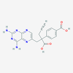 molecular formula C19H16N6O4 B168781 4-(2-Carboxy-1-(2,4-diaminopteridin-6-yl)pent-4-yn-2-yl)benzoic acid CAS No. 146464-92-8